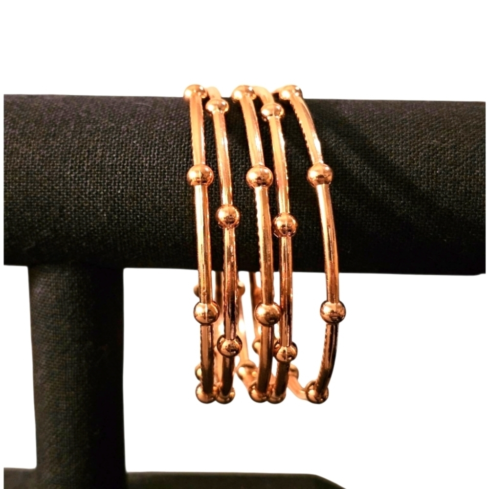 Elegant Rose Gold 5-Piece Bangle Bracelet Set